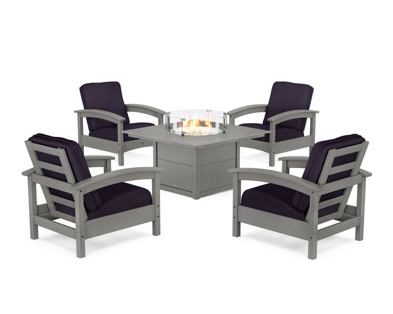 Trex Rockport 5-Piece Deep Seating Set with Square Fire Pit Table