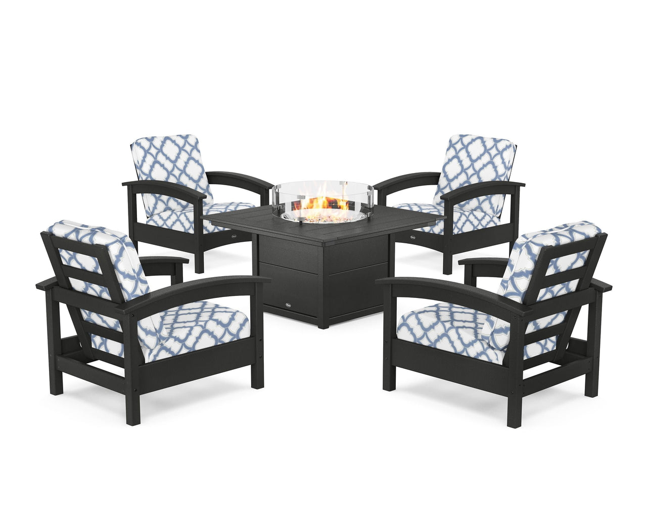 Trex Rockport 5-Piece Deep Seating Set with Square Fire Pit Table