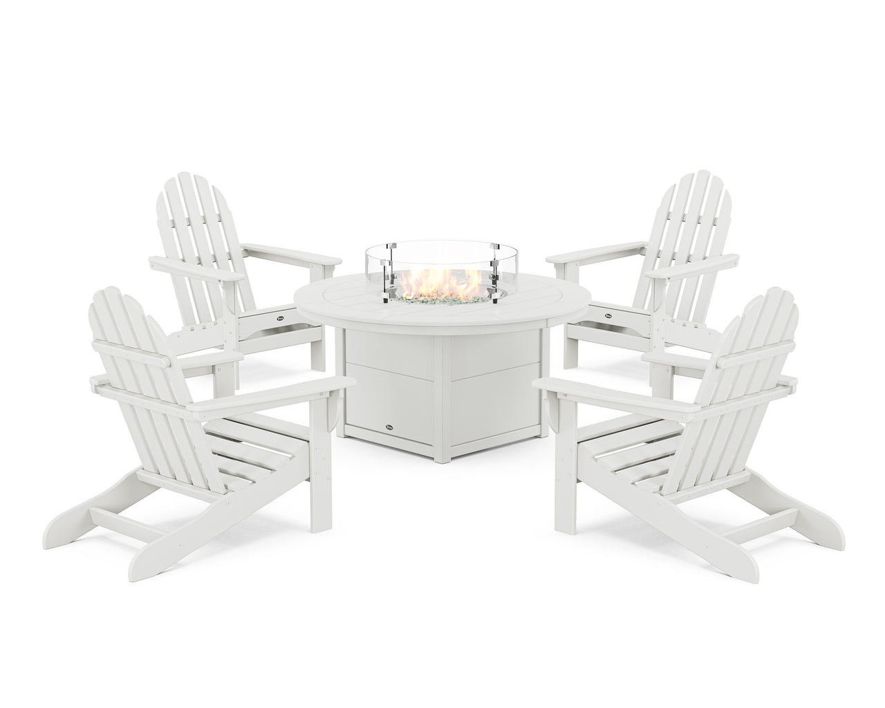 Trex Cape Cod Adirondack 5-Piece Set with Round Fire Pit Table