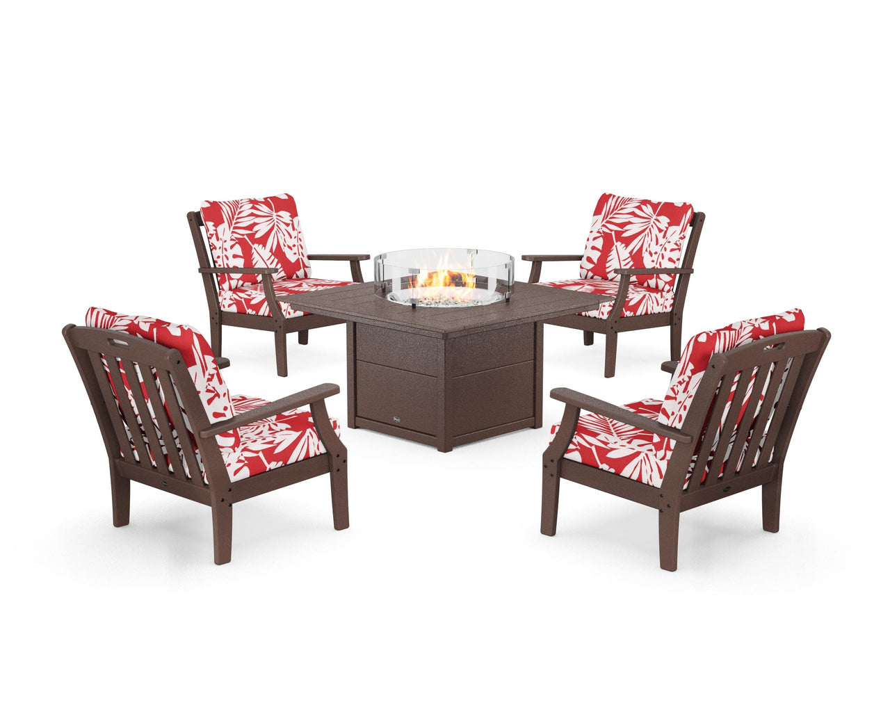 Trex Yacht Club 5-Piece Deep Seating Set with Square Fire Pit Table