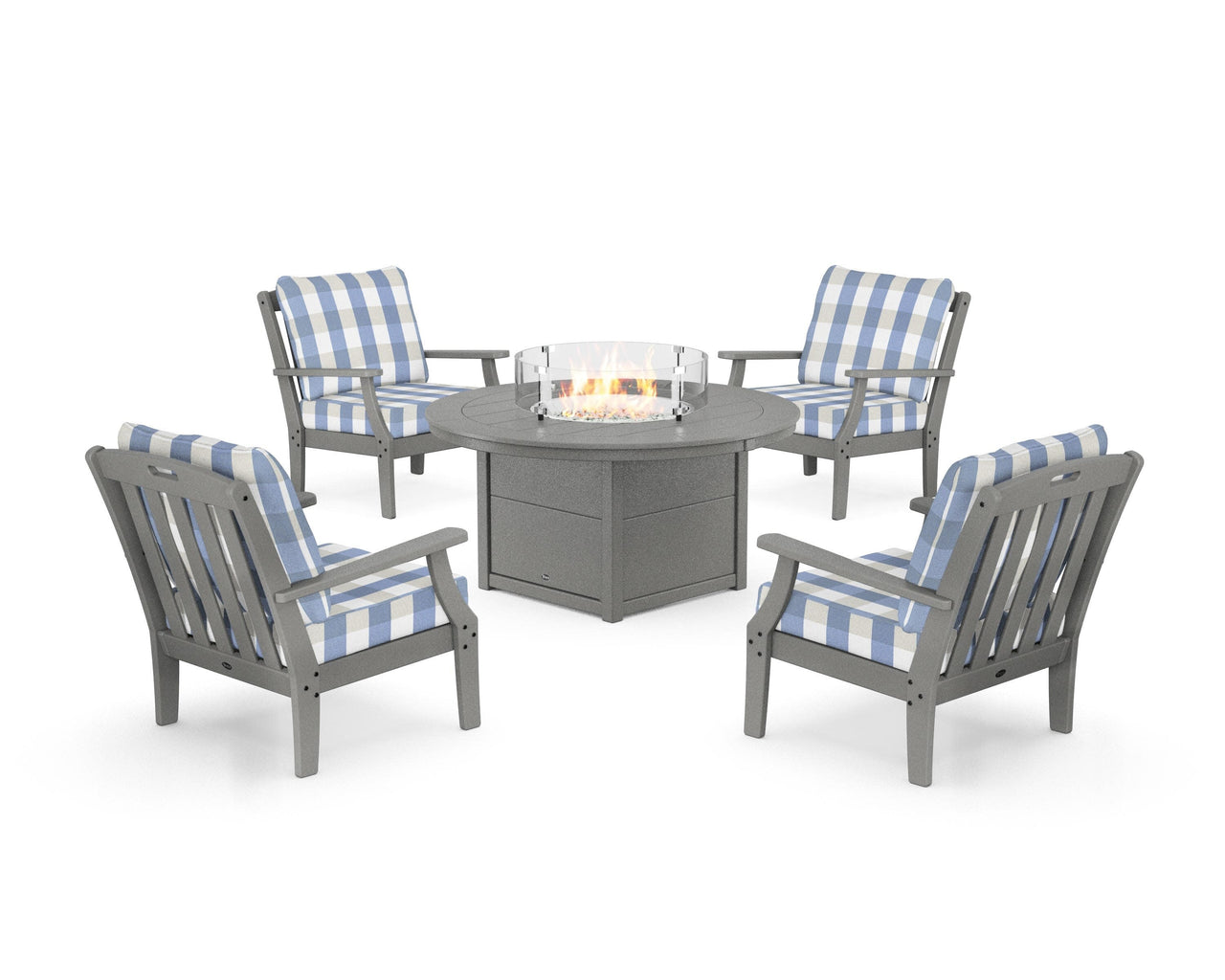 Trex Yacht Club 5-Piece Deep Seating Set with Round Fire Pit Table