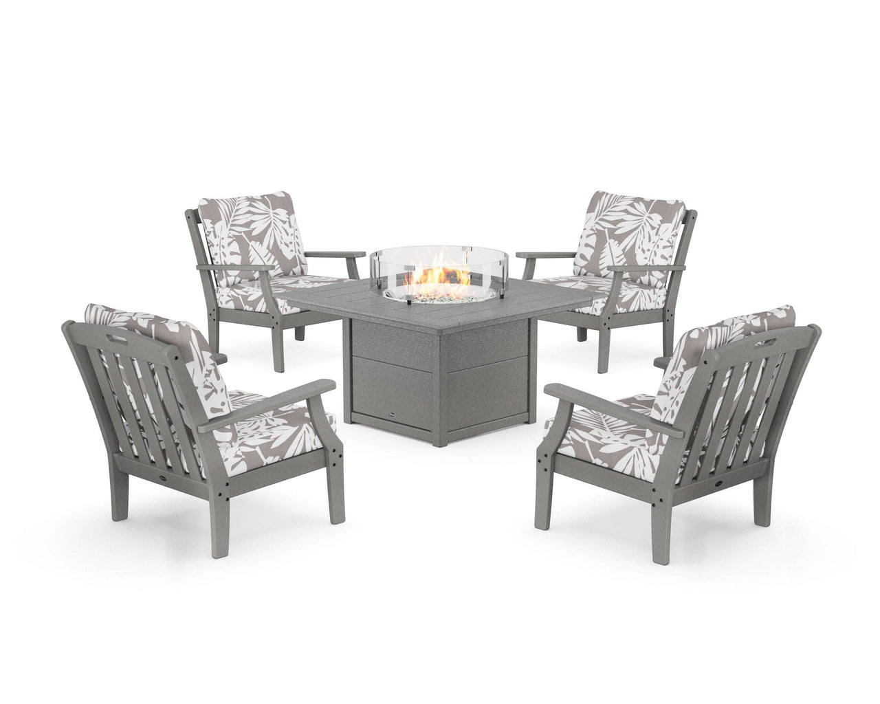 Trex Yacht Club 5-Piece Deep Seating Set with Square Fire Pit Table