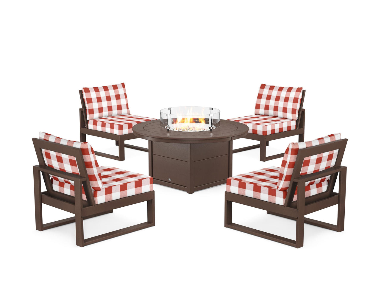Trex Eastport Modular 5-Piece Deep Seating Set with Round Fire Pit Table