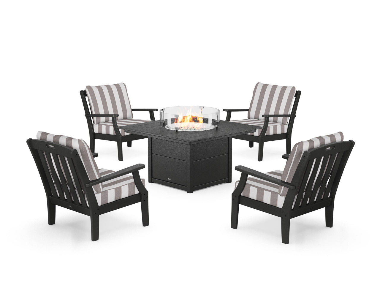 Trex Yacht Club 5-Piece Deep Seating Set with Square Fire Pit Table