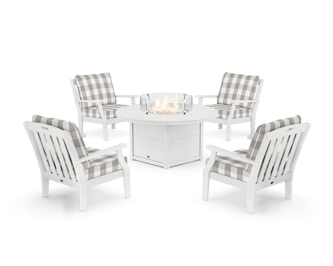 Trex Yacht Club 5-Piece Deep Seating Set with Round Fire Pit Table