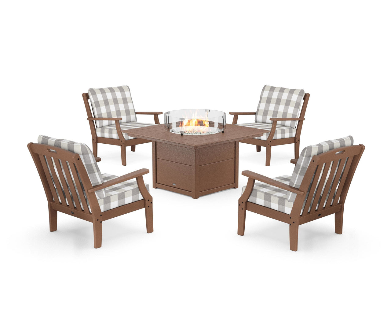 Trex Yacht Club 5-Piece Deep Seating Set with Square Fire Pit Table