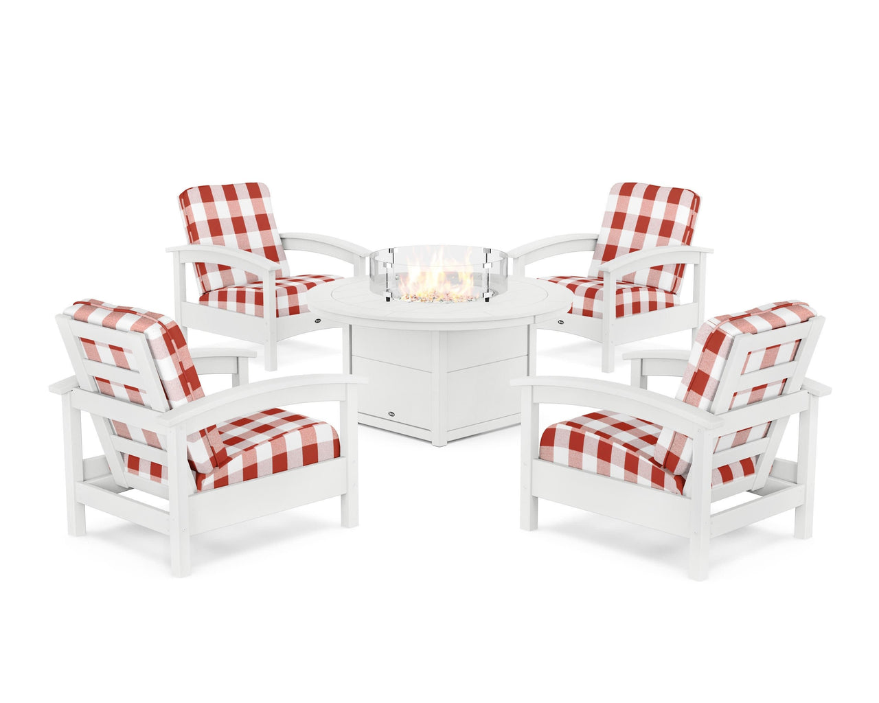 Trex Rockport 5-Piece Deep Seating Set with Round Fire Pit Table