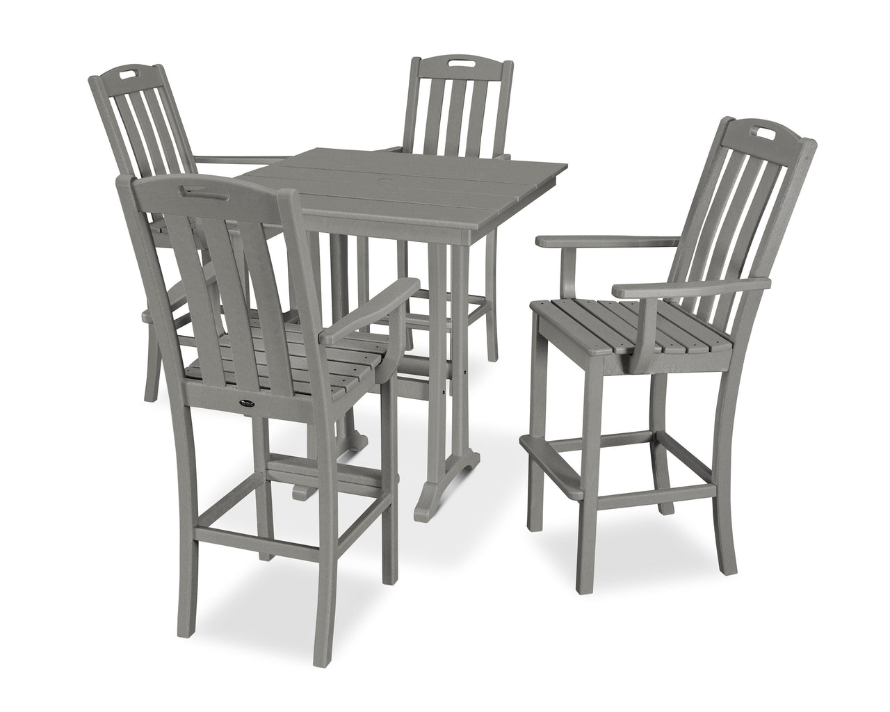 Trex Yacht Club 5-Piece Farmhouse Trestle Arm Chair Bar Set