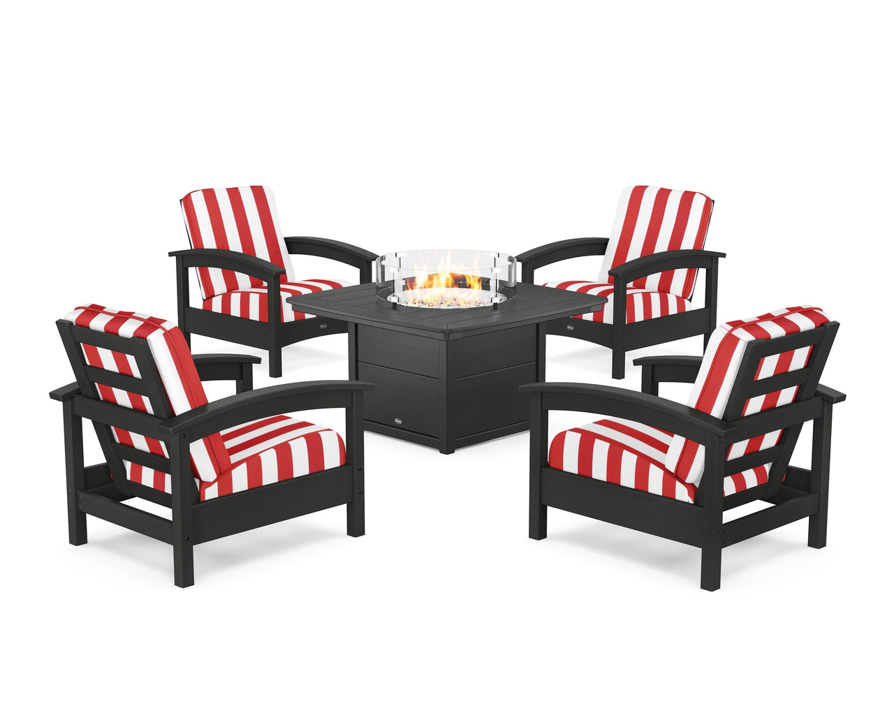 Trex Rockport 5-Piece Deep Seating Set with Yacht Club Fire Pit Table