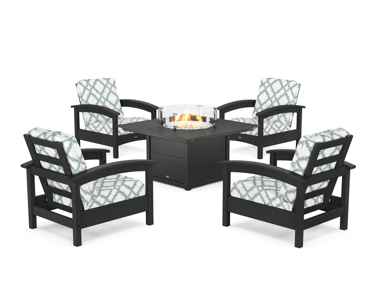 Trex Rockport 5-Piece Deep Seating Set with Square Fire Pit Table