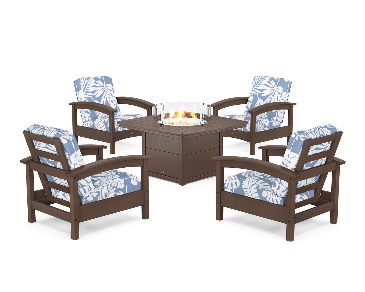 Trex Rockport 5-Piece Deep Seating Set with Yacht Club Fire Pit Table