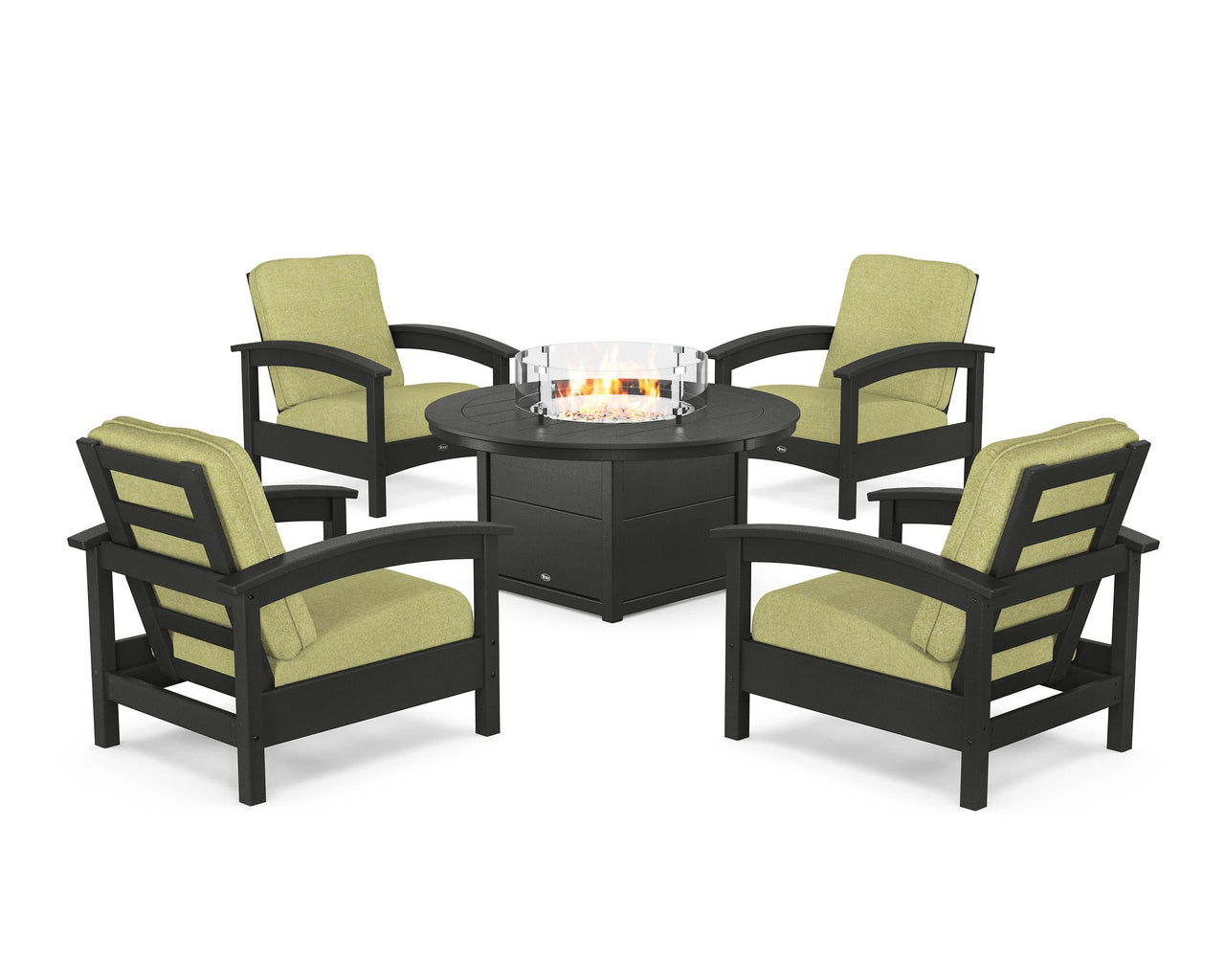 Trex Rockport 5-Piece Deep Seating Set with Round Fire Pit Table