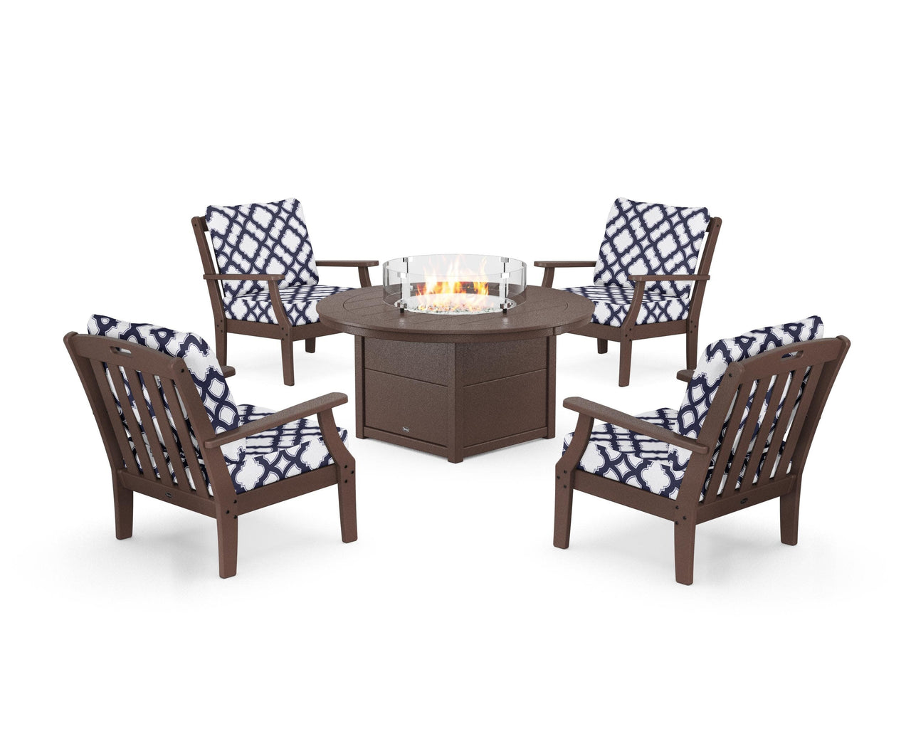 Trex Yacht Club 5-Piece Deep Seating Set with Round Fire Pit Table