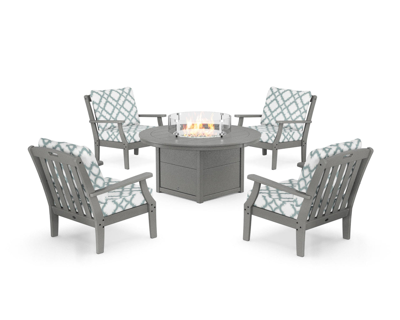 Trex Yacht Club 5-Piece Deep Seating Set with Round Fire Pit Table