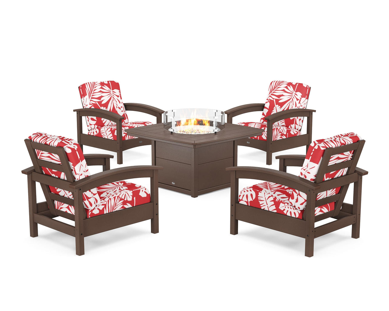 Trex Rockport 5-Piece Deep Seating Set with Yacht Club Fire Pit Table