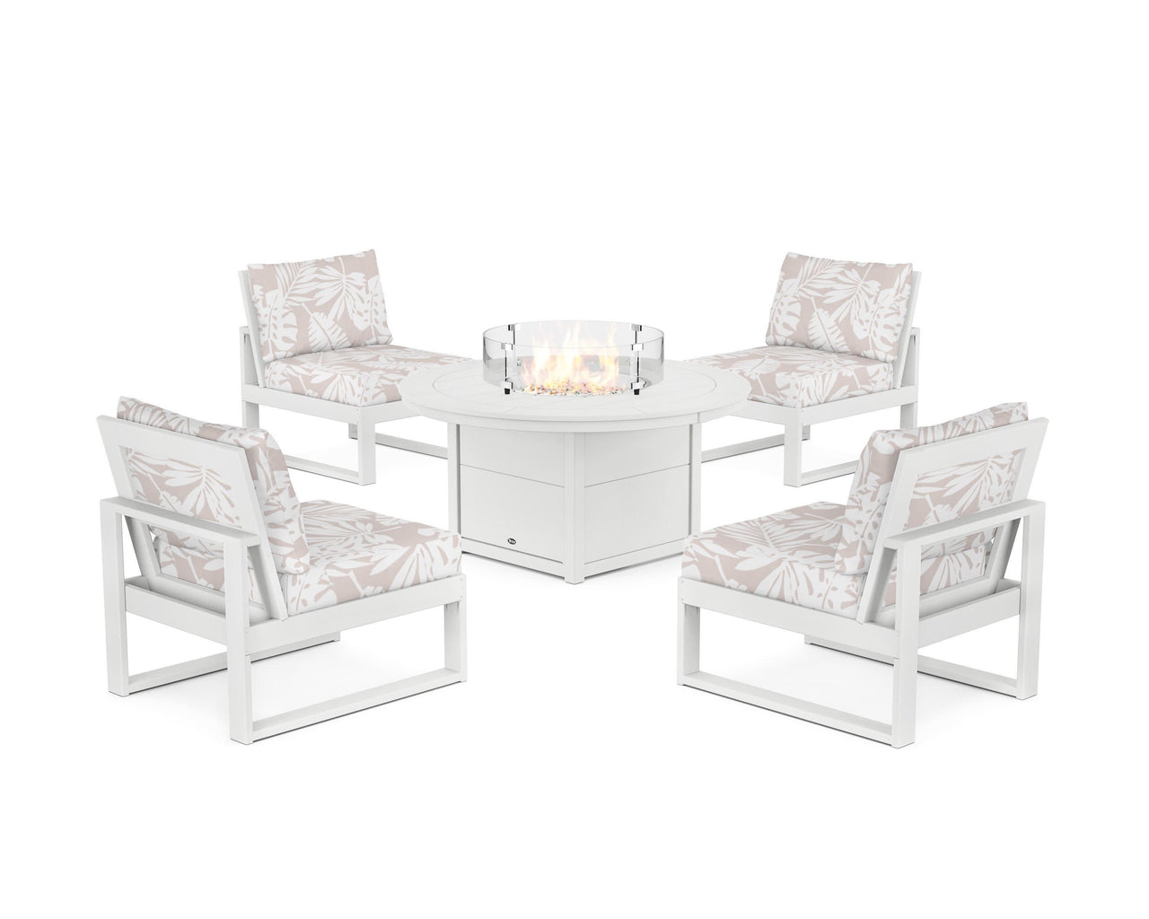 Trex Eastport Modular 5-Piece Deep Seating Set with Round Fire Pit Table