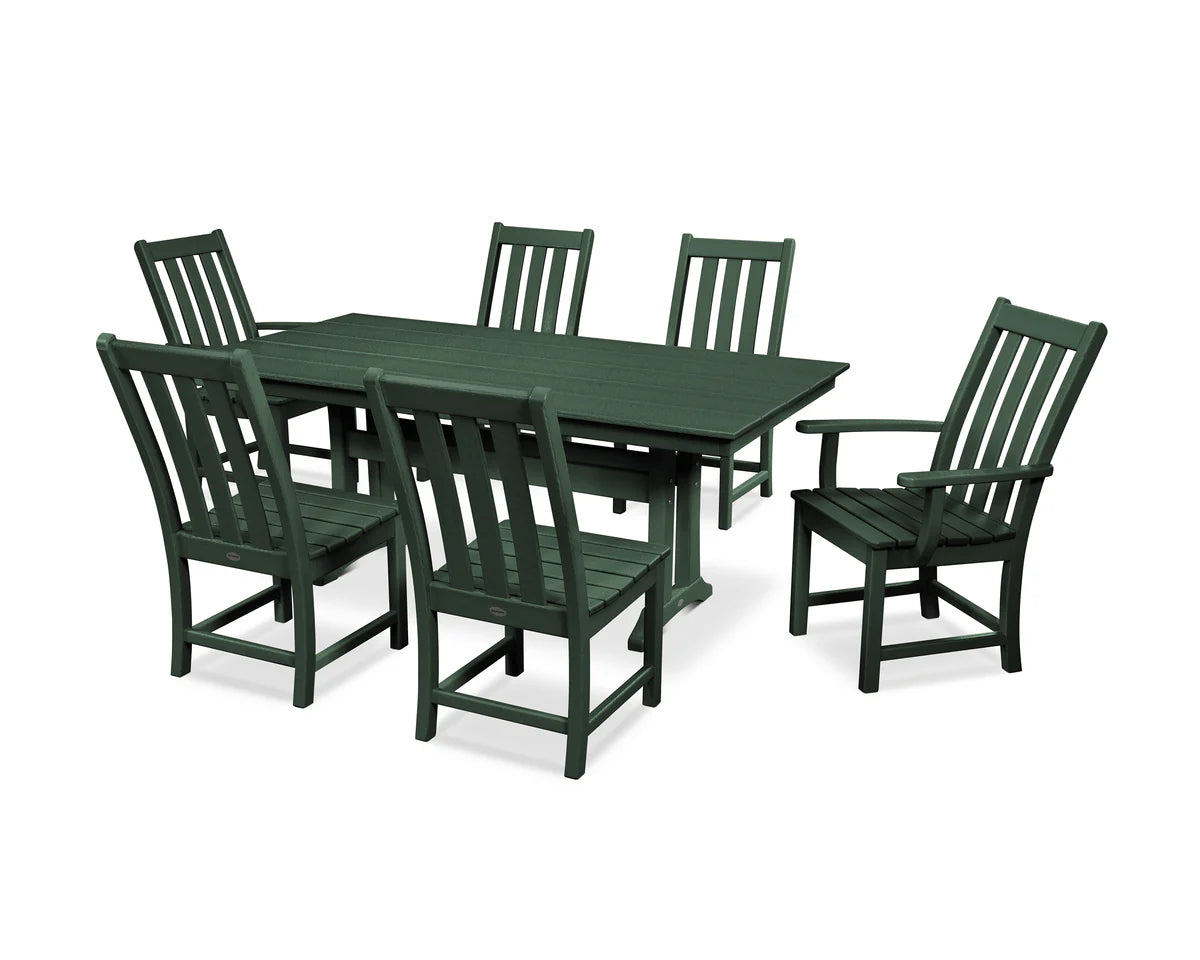 POLYWOOD  Vineyard 7 Piece Farmhouse Trestle Dining Set