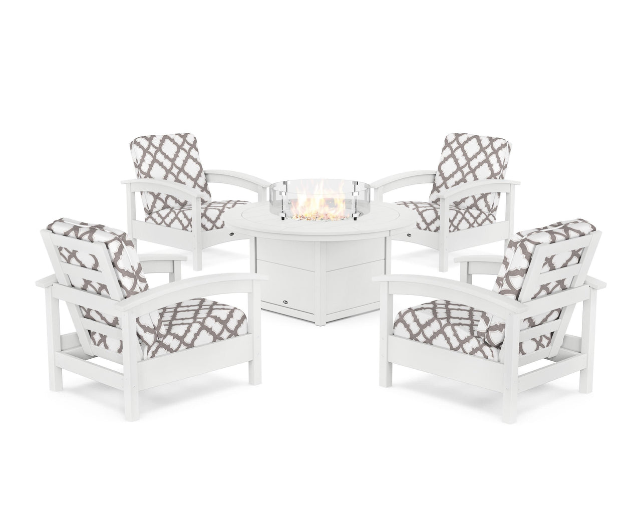 Trex Rockport 5-Piece Deep Seating Set with Round Fire Pit Table