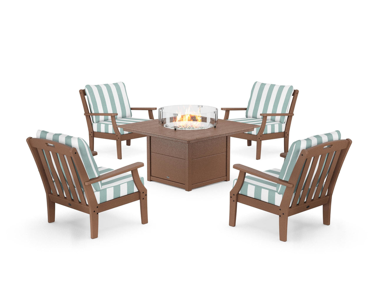 Trex Yacht Club 5-Piece Deep Seating Set with Square Fire Pit Table