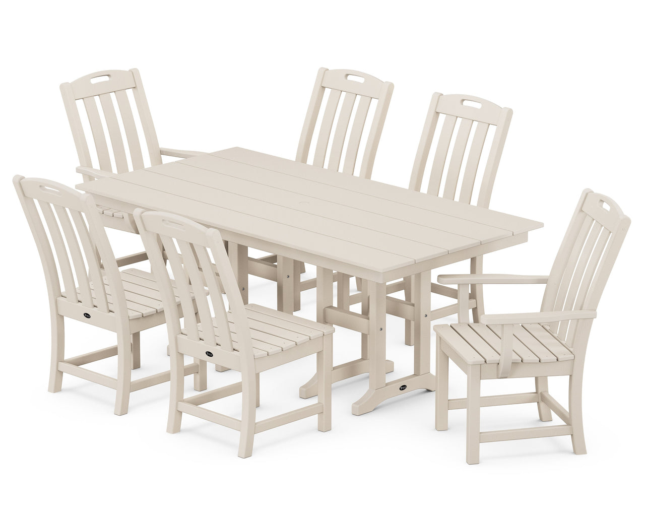Trex Yacht Club 7-Piece Farmhouse Dining Set - Sand Castle