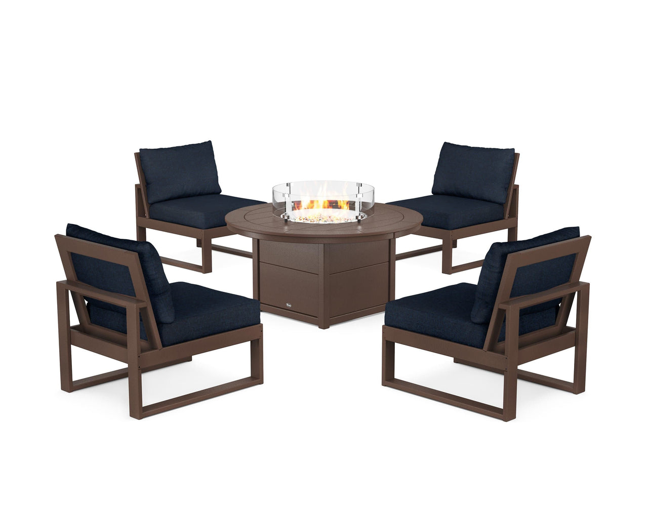 Trex Eastport Modular 5-Piece Deep Seating Set with Round Fire Pit Table