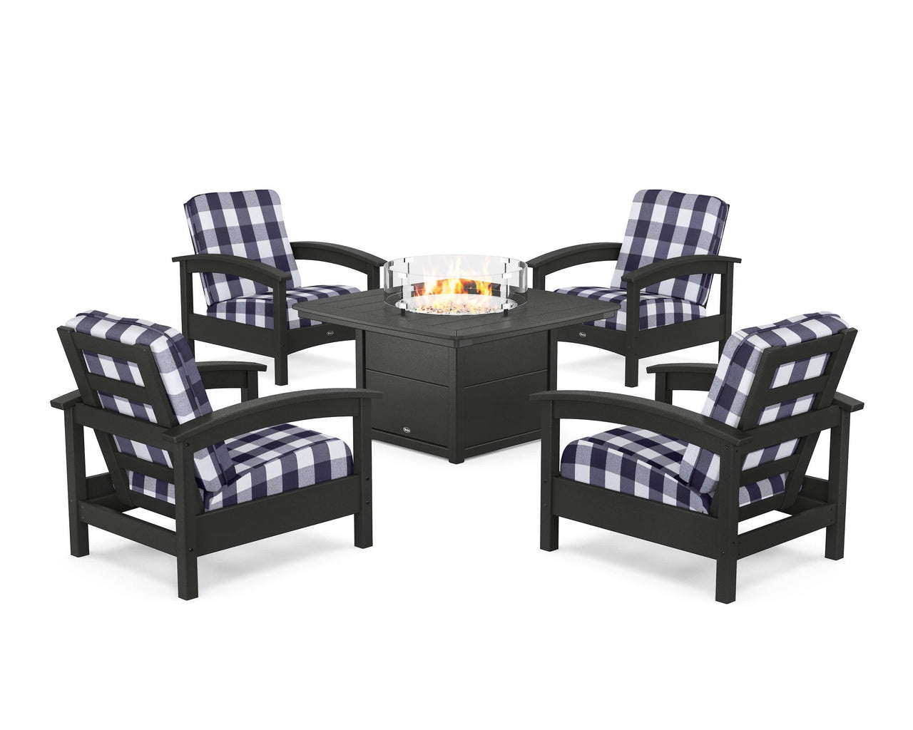 Trex Rockport 5-Piece Deep Seating Set with Yacht Club Fire Pit Table