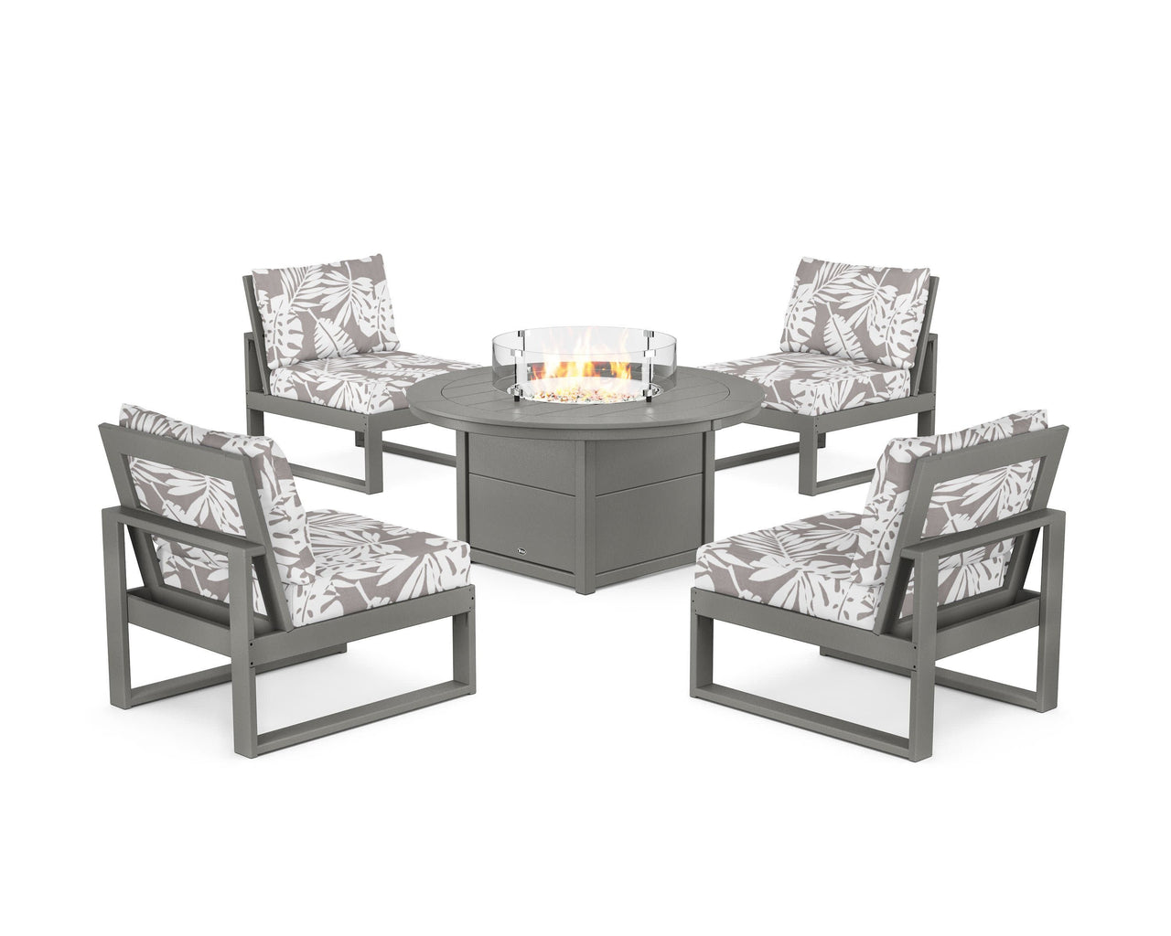 Trex Eastport Modular 5-Piece Deep Seating Set with Round Fire Pit Table