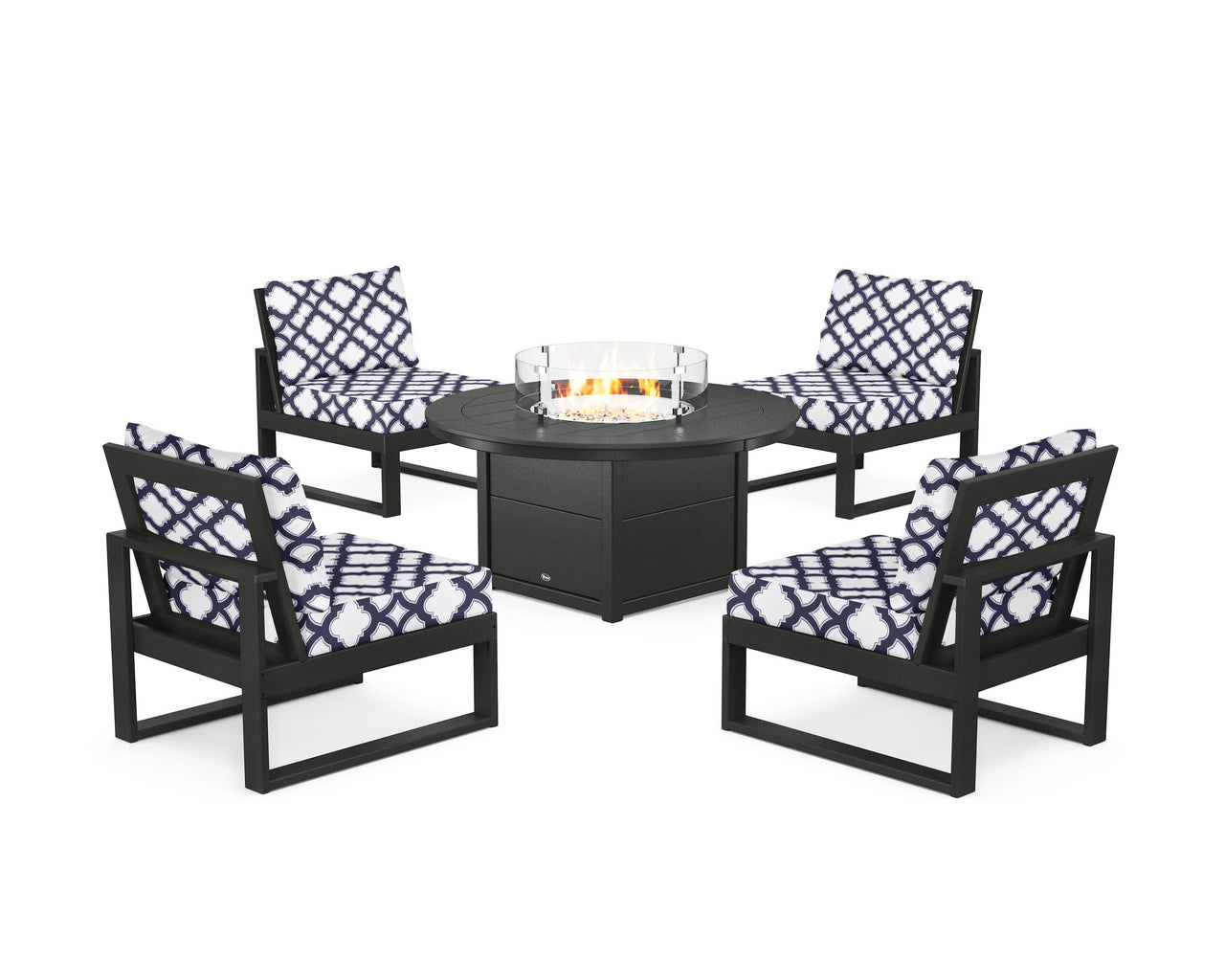 Trex Eastport Modular 5-Piece Deep Seating Set with Round Fire Pit Table