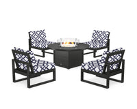 Thumbnail for Trex Eastport Modular 5-Piece Deep Seating Set with Round Fire Pit Table