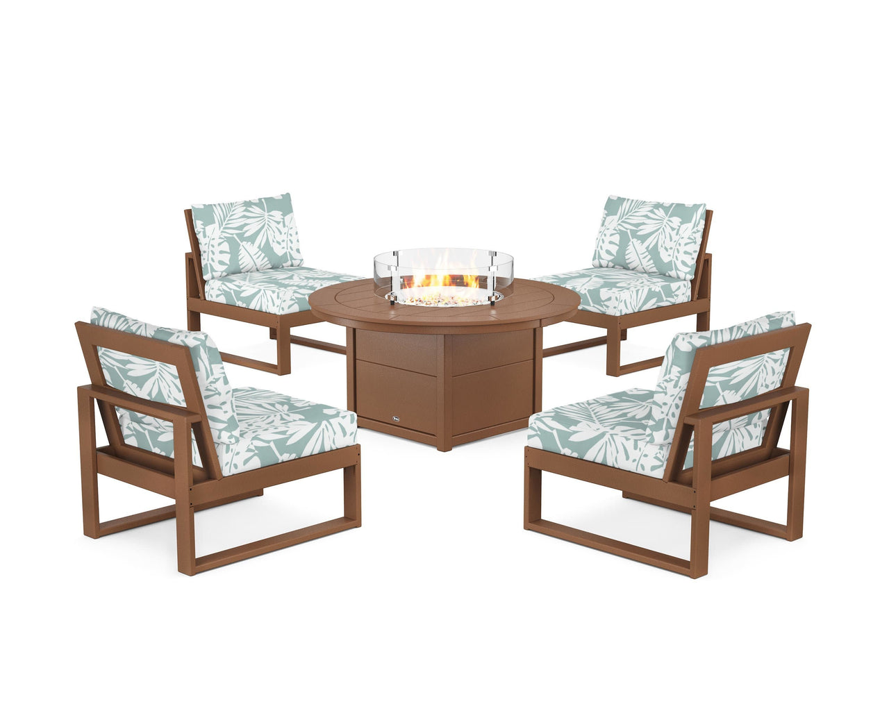 Trex Eastport Modular 5-Piece Deep Seating Set with Round Fire Pit Table