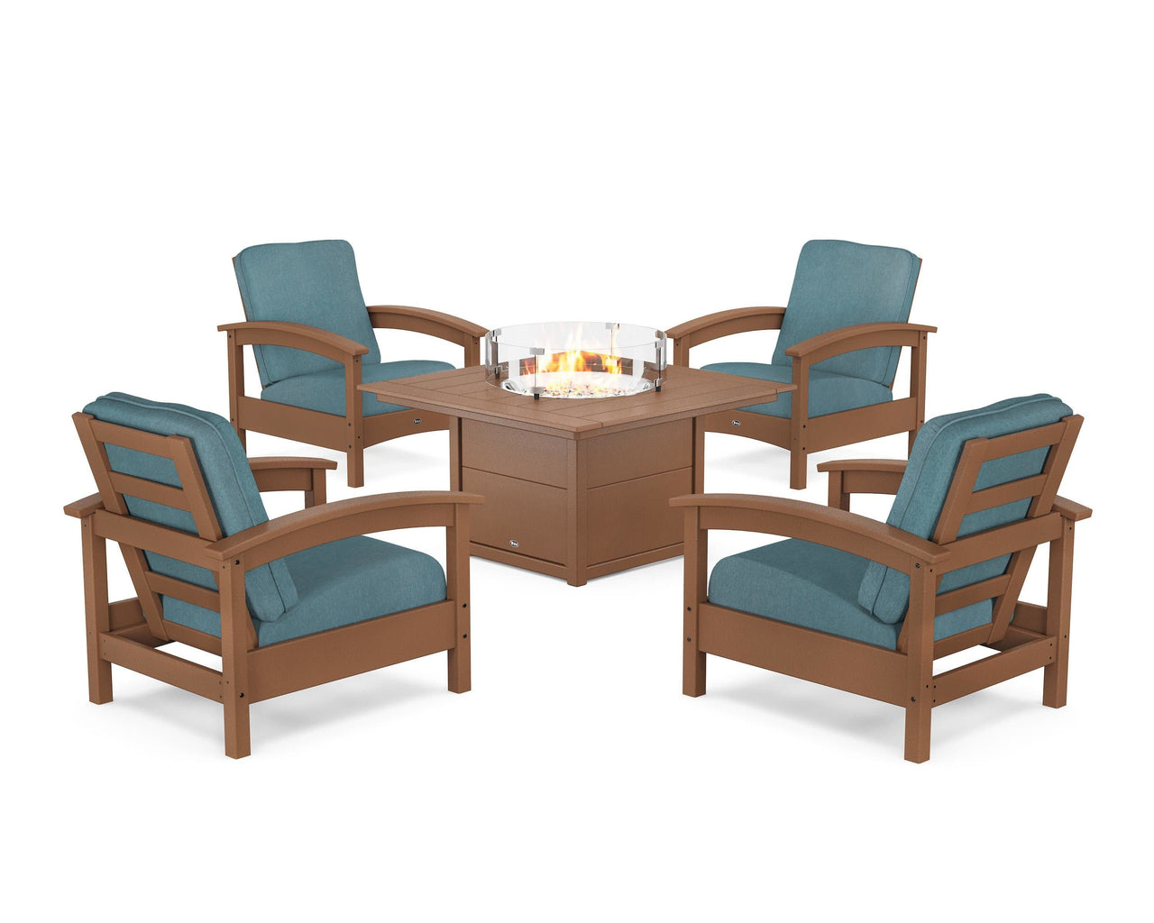 Trex Rockport 5-Piece Deep Seating Set with Square Fire Pit Table