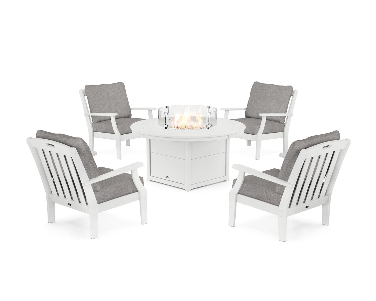Trex Yacht Club 5-Piece Deep Seating Set with Round Fire Pit Table