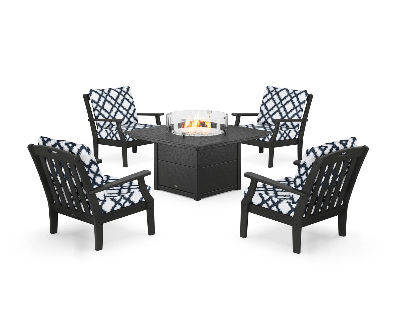 Trex Yacht Club 5-Piece Deep Seating Set with Square Fire Pit Table