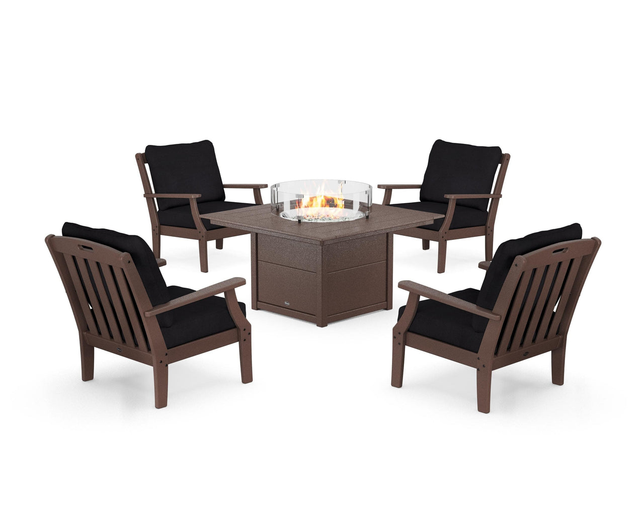 Trex Yacht Club 5-Piece Deep Seating Set with Square Fire Pit Table