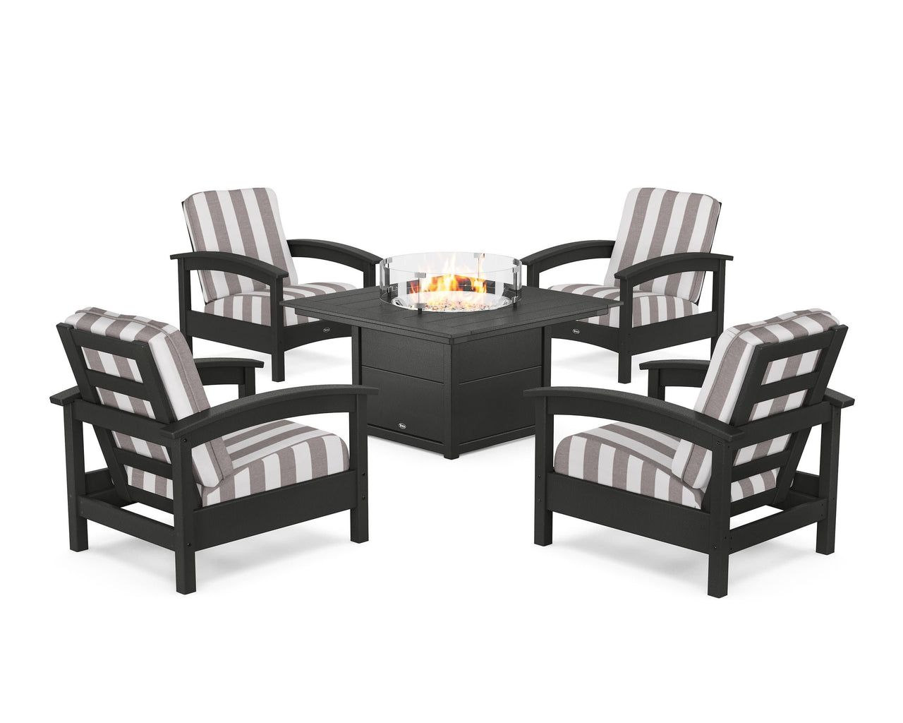 Trex Rockport 5-Piece Deep Seating Set with Square Fire Pit Table