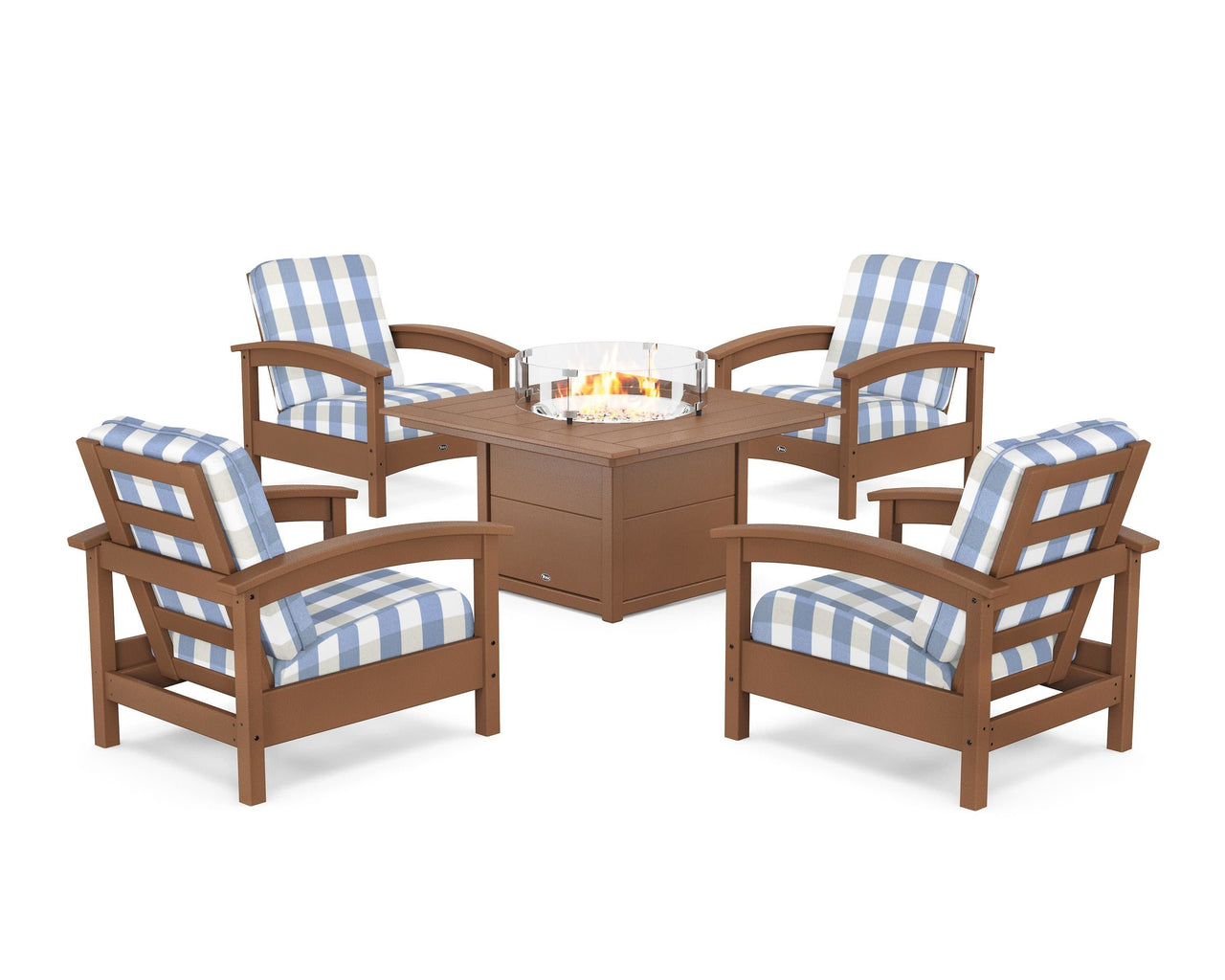 Trex Rockport 5-Piece Deep Seating Set with Square Fire Pit Table