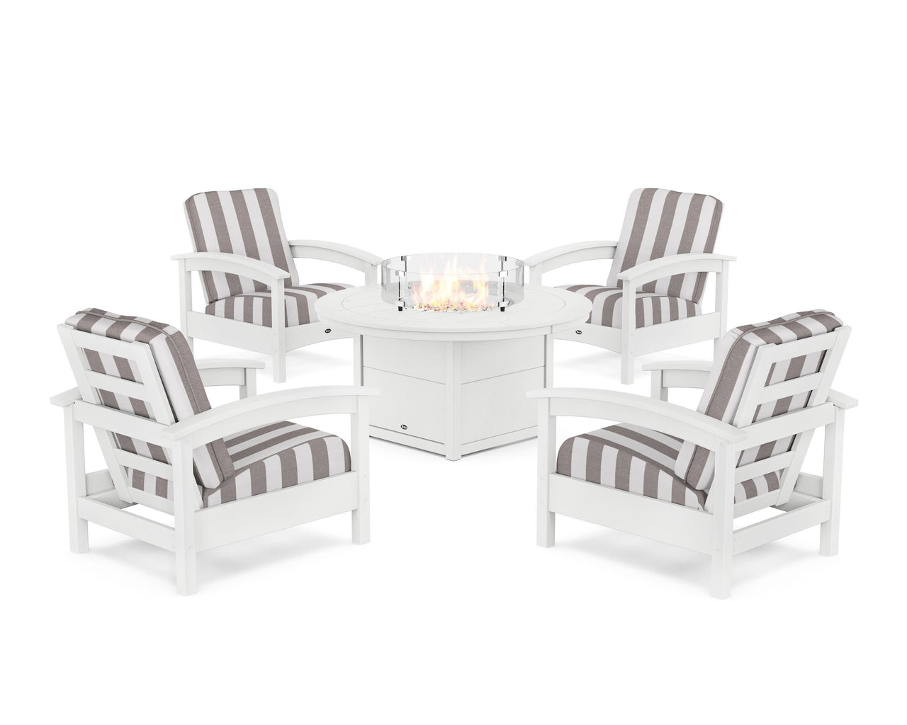 Trex Rockport 5-Piece Deep Seating Set with Round Fire Pit Table