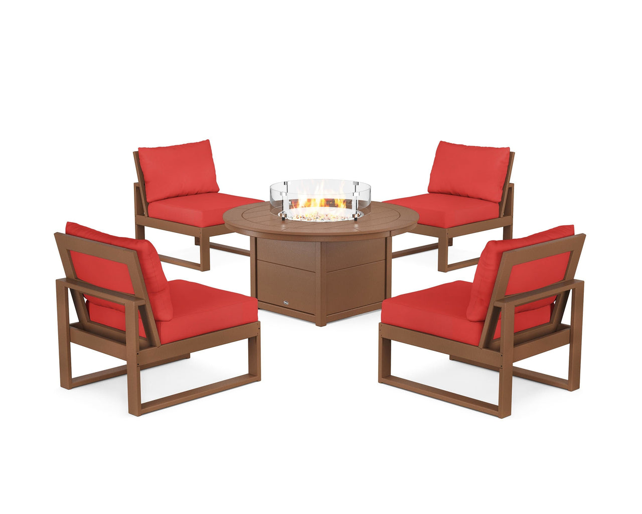 Trex Eastport Modular 5-Piece Deep Seating Set with Round Fire Pit Table