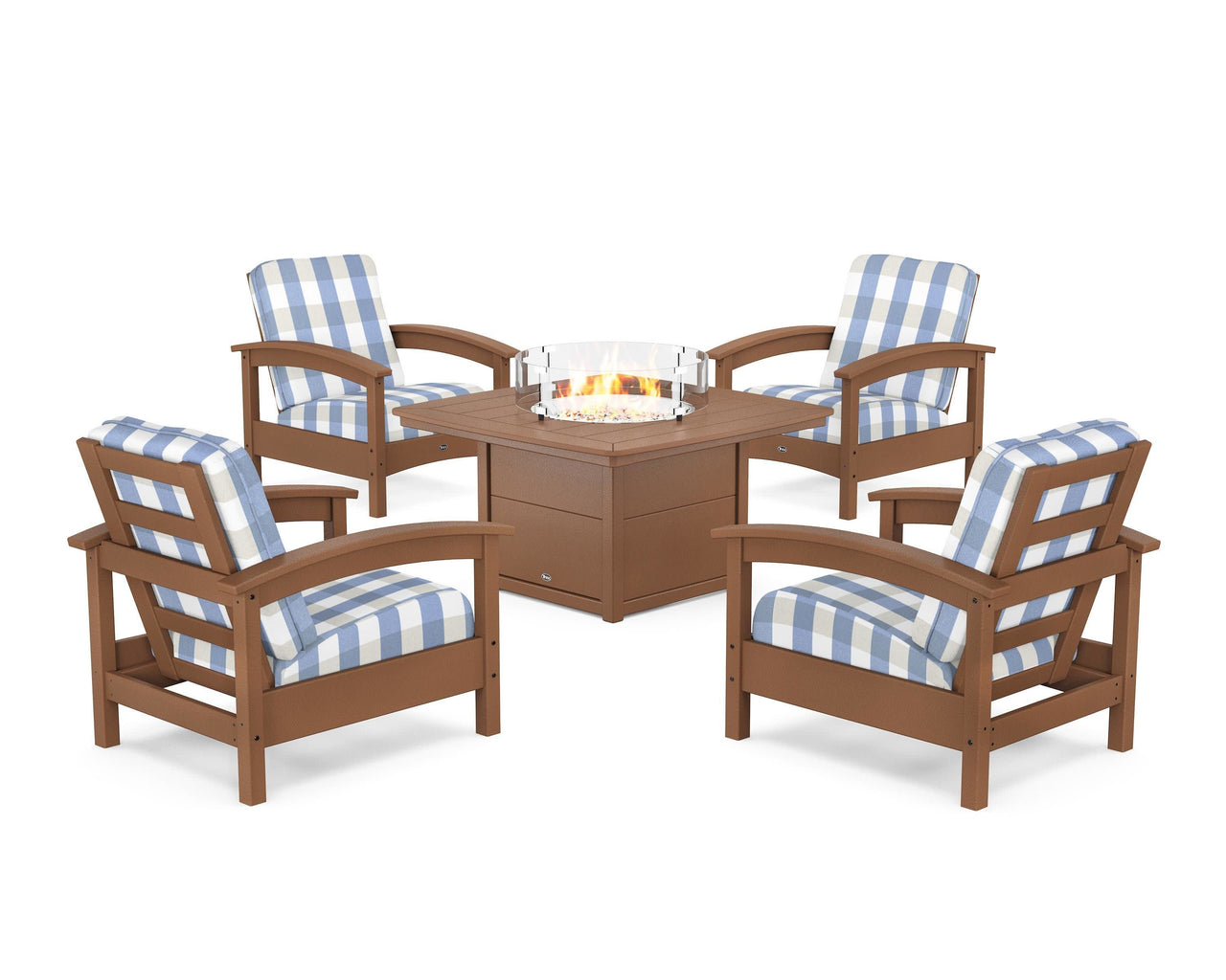 Trex Rockport 5-Piece Deep Seating Set with Yacht Club Fire Pit Table