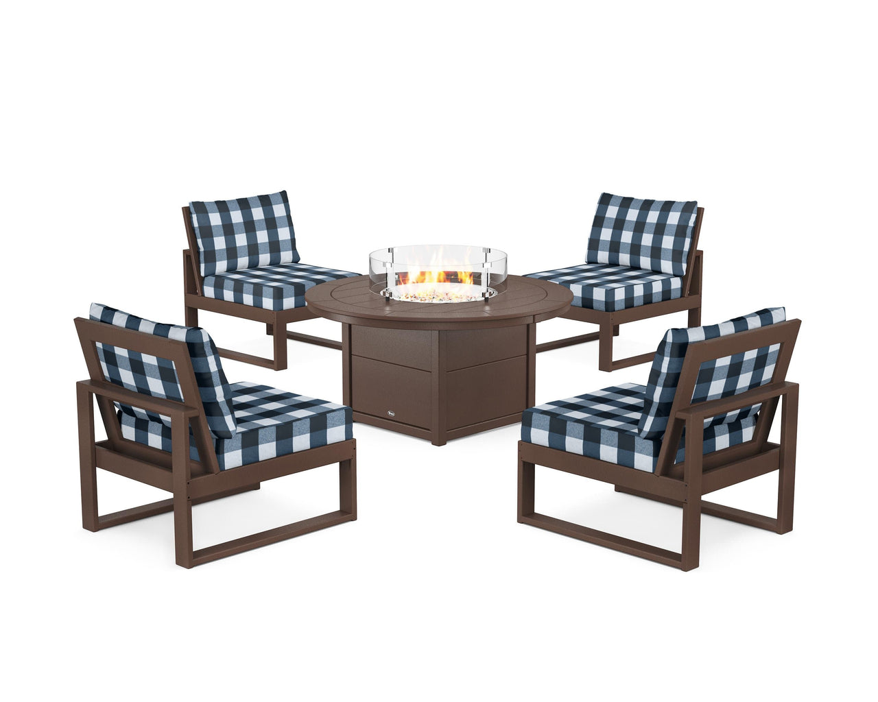 Trex Eastport Modular 5-Piece Deep Seating Set with Round Fire Pit Table