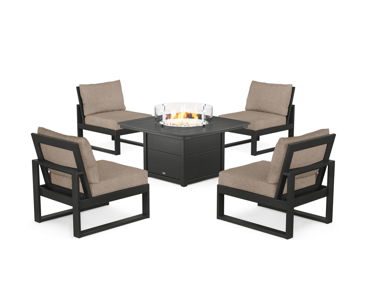 Trex Eastport Modular 5-Piece Deep Seating Set with Yacht Club Fire Pit Table