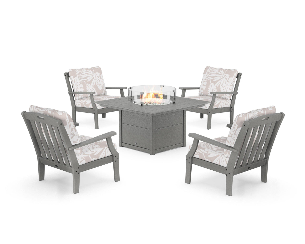 Trex Yacht Club 5-Piece Deep Seating Set with Square Fire Pit Table