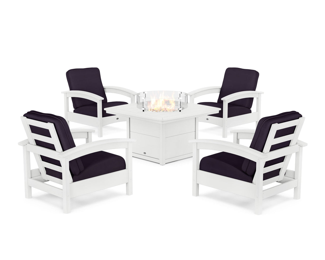 Trex Rockport 5-Piece Deep Seating Set with Yacht Club Fire Pit Table