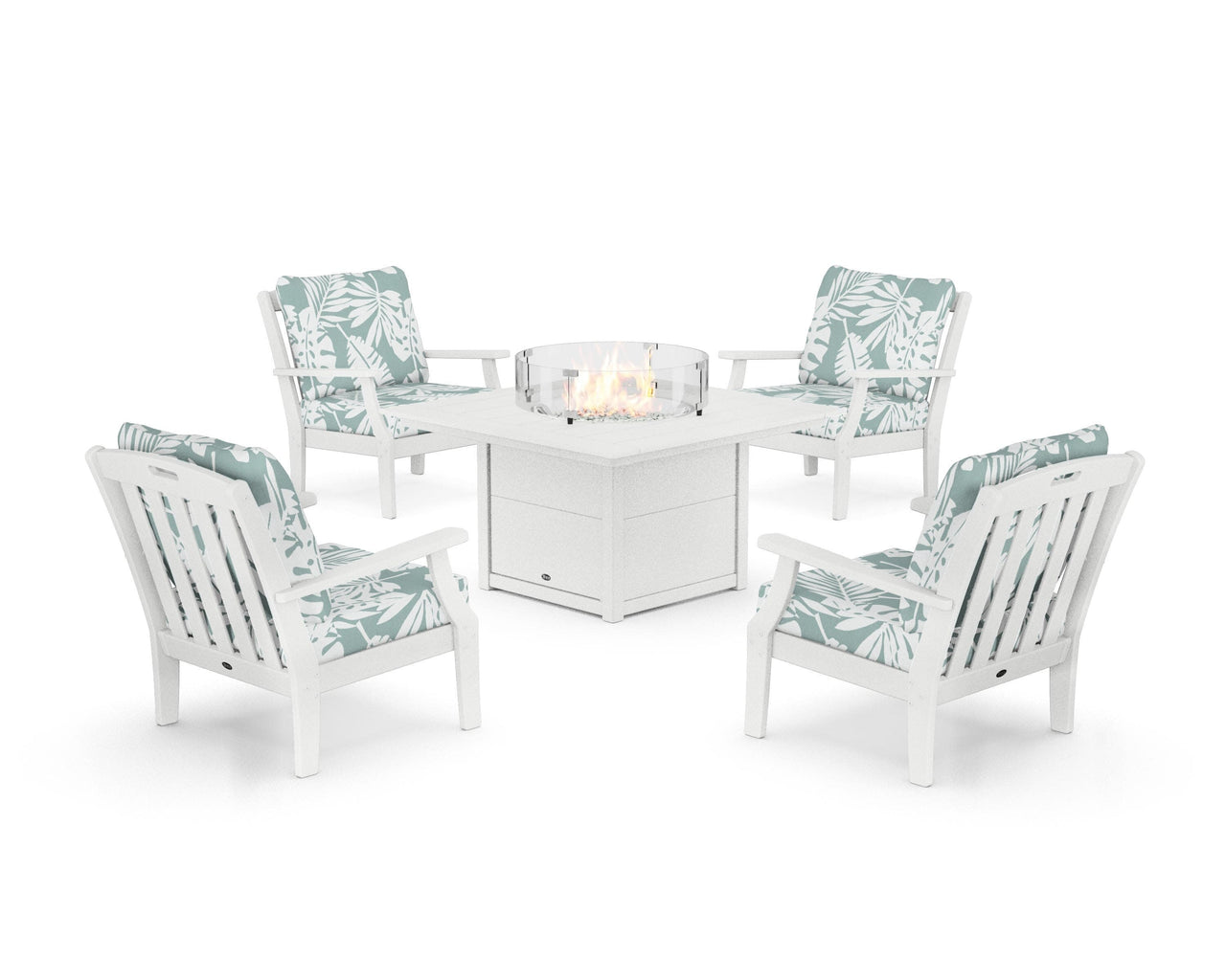 Trex Yacht Club 5-Piece Deep Seating Set with Square Fire Pit Table