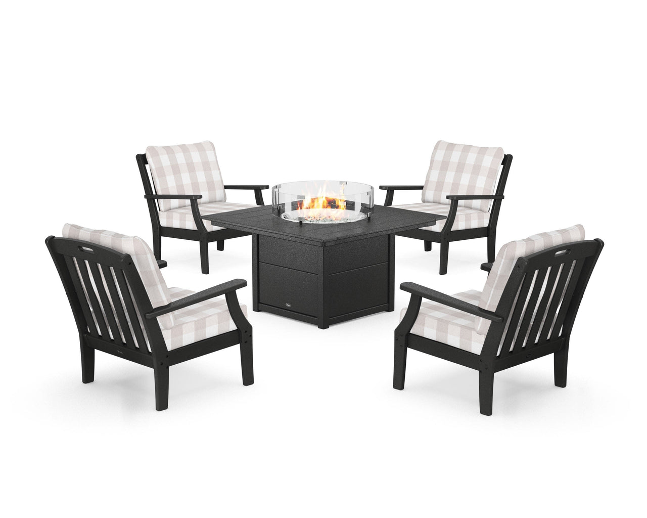 Trex Yacht Club 5-Piece Deep Seating Set with Square Fire Pit Table