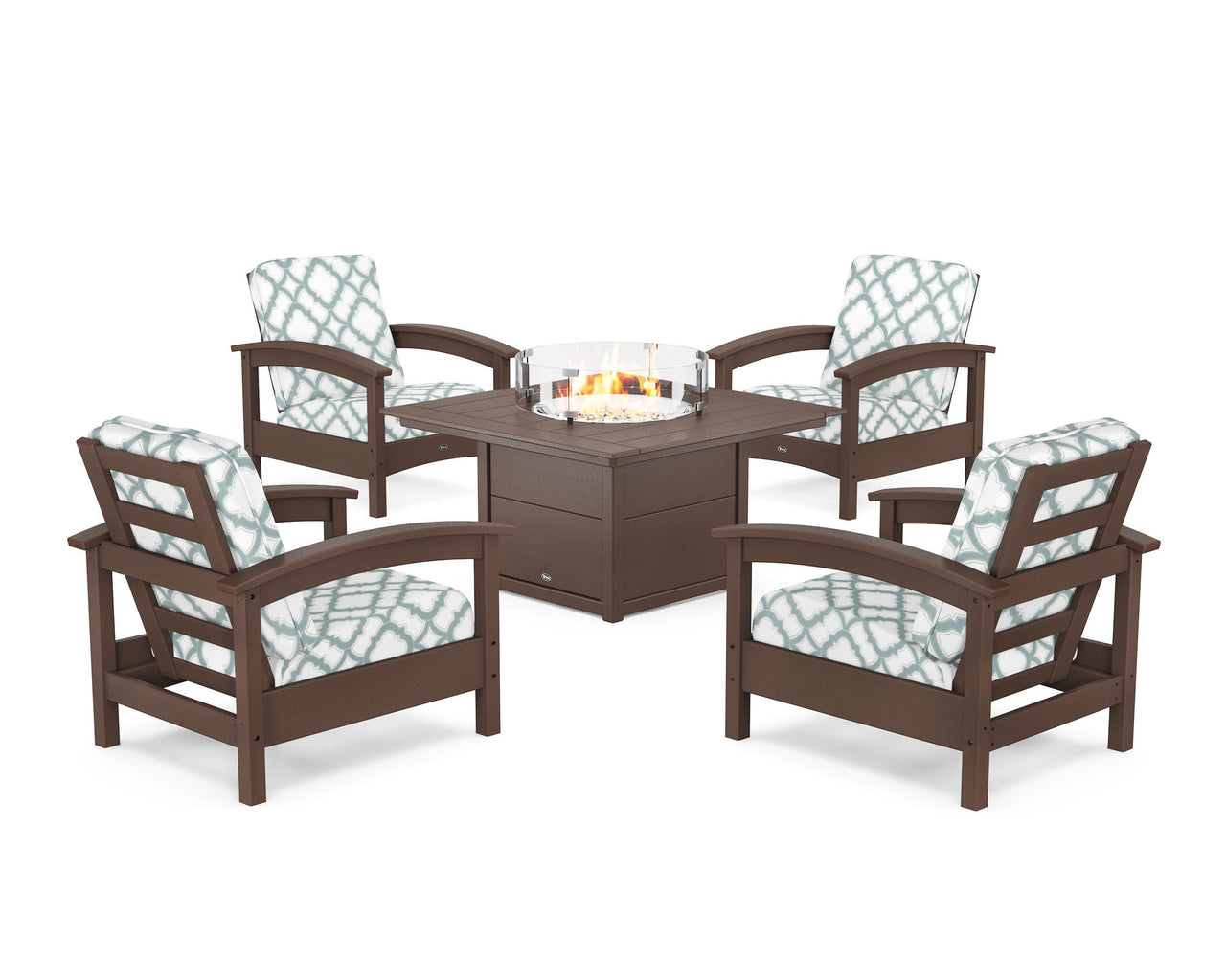 Trex Rockport 5-Piece Deep Seating Set with Square Fire Pit Table