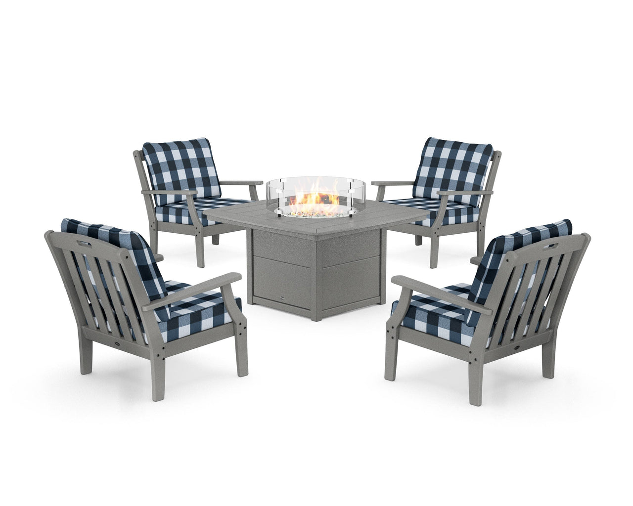 Trex Yacht Club 5-Piece Deep Seating Set with Fire Pit Table