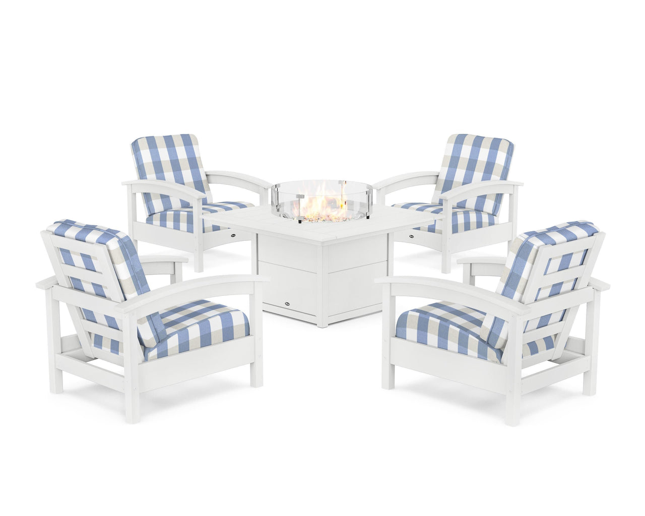 Trex Rockport 5-Piece Deep Seating Set with Square Fire Pit Table