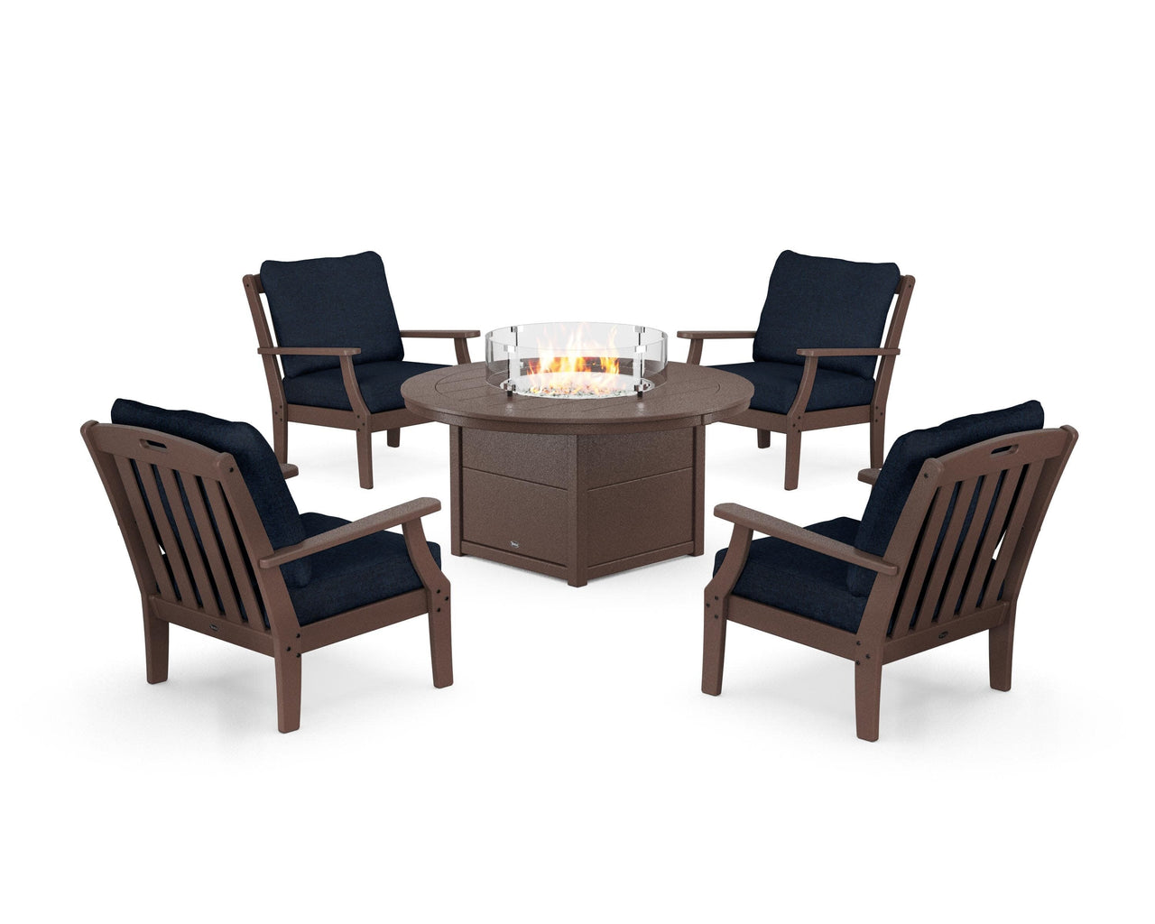 Trex Yacht Club 5-Piece Deep Seating Set with Round Fire Pit Table