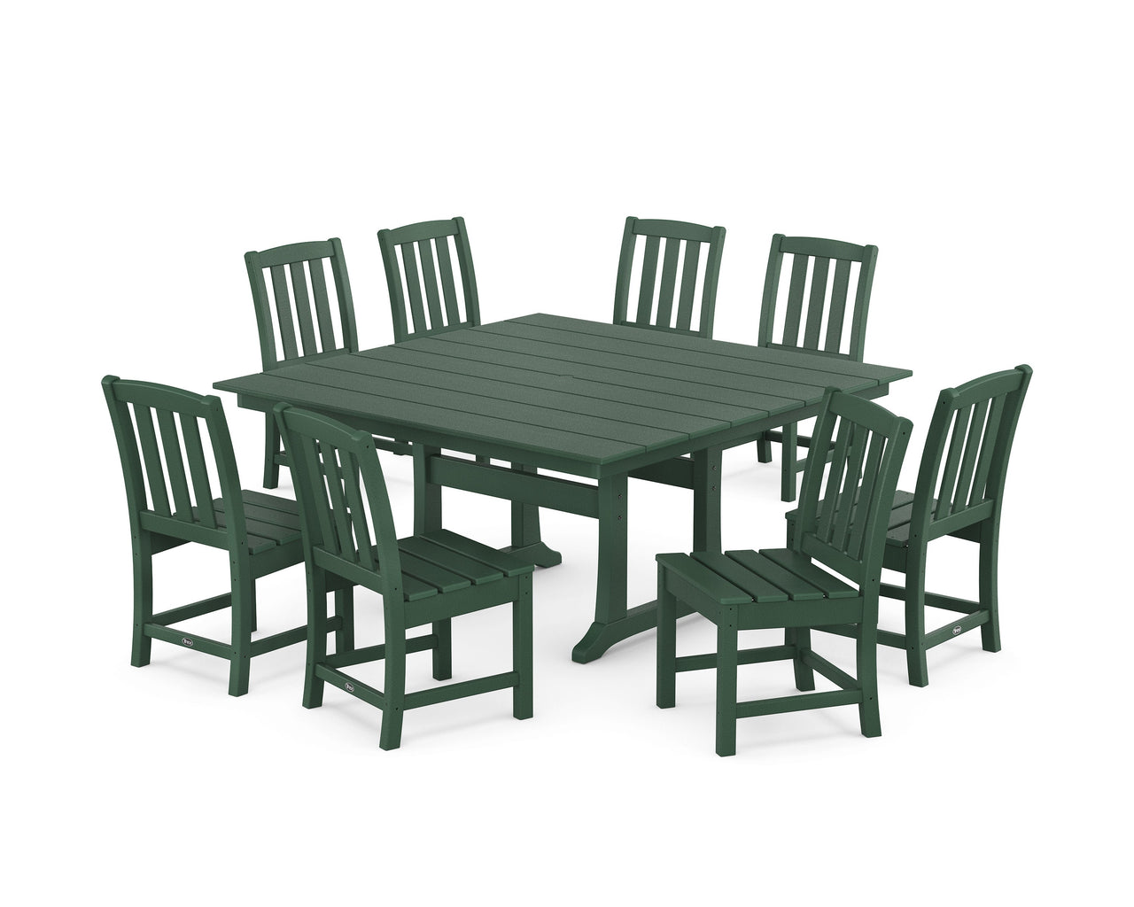 Trex Cape Cod Side Chair 9-Piece Square Farmhouse Dining Set with Trestle Legs